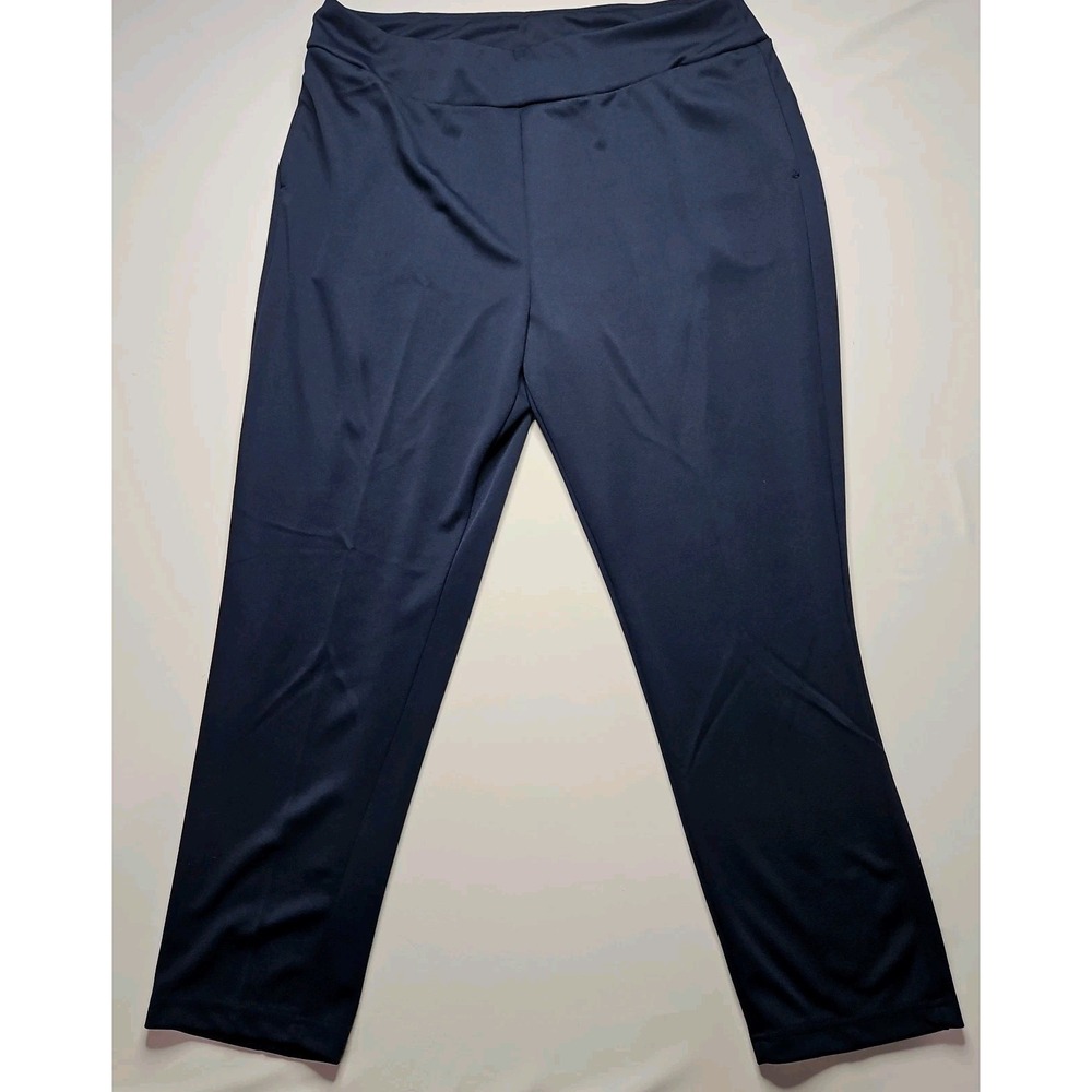 Blair 20W pants Navy Blue elastic waistband pull on tapered leg NWOT